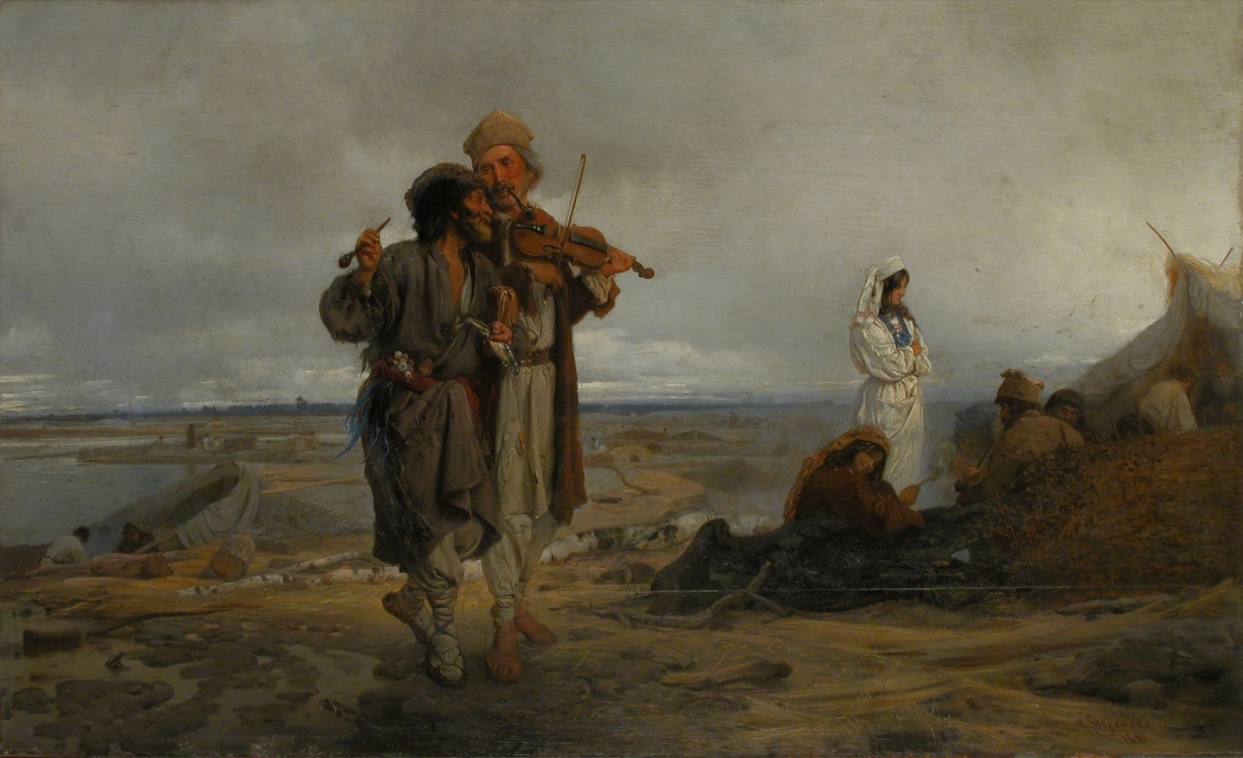 Flisacy na tratwie na Wiśle, obraz Wilhelma Augusta Stryowskiego z 1881 roku.