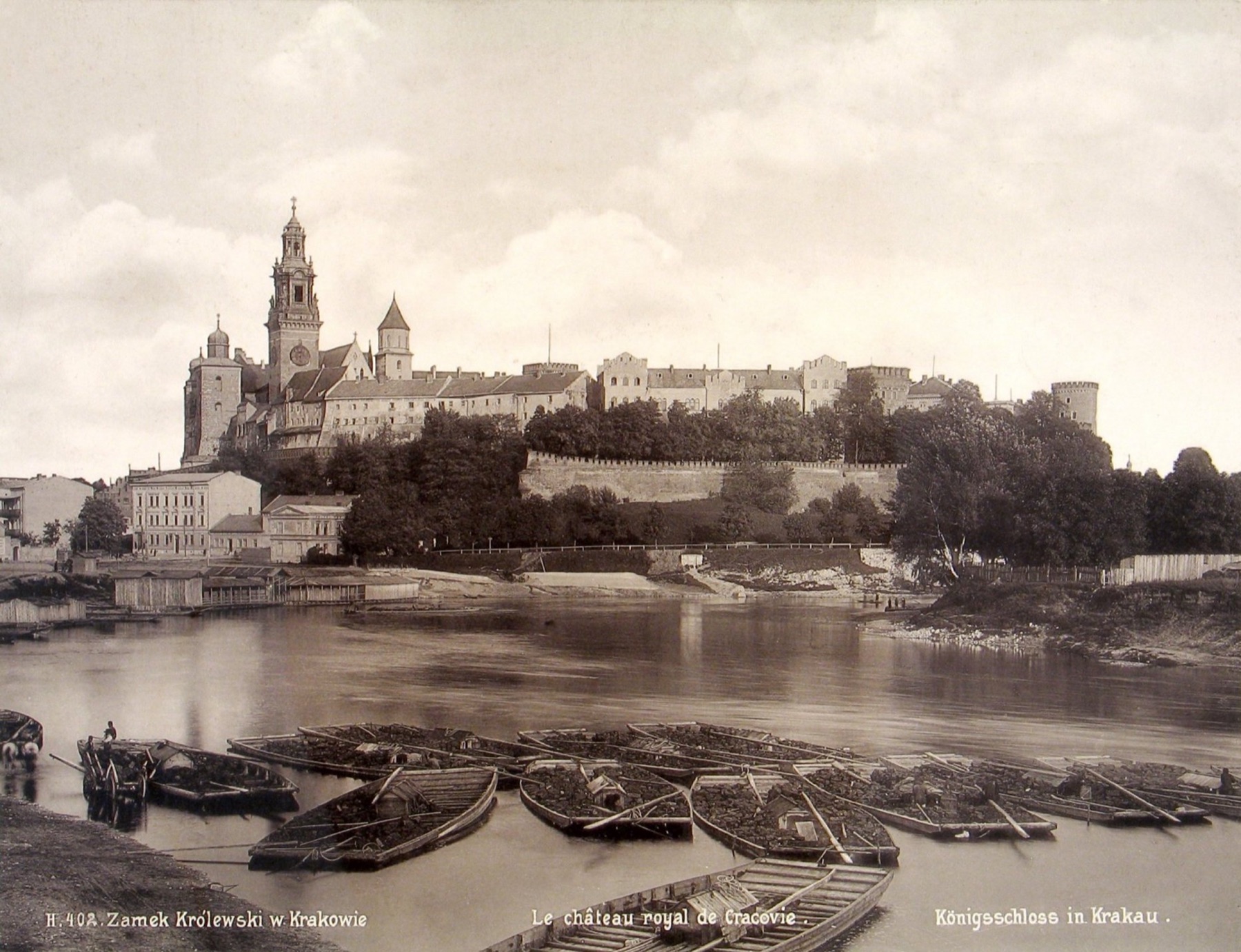 Zakole Wisły pod Wawelem w 1900 roku.